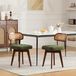 LVHOM 2-delige set eetkamerstoelen, 360° draaibaar, beklede stoelen met rotanlook en chenille kussens, groen
