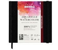 RHODIA TOUCH Aquarel Schetsboek 100% Katoen - Gesatineerde Korrel - 300 g/m² - 15 x 15 cm - 40 Pagina's - Hardcover