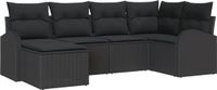 vidaXL - Tuinbank - Set - 4 - zitplekken - Zwart - Polyrattan