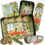 Dehner Natura Premium 6-delig voer voor wilde vogels, speciale snackmix, wildvogelsnack, het hele jaar door energierijk/krachtigend, hoogwaardig vogelvoer voor wilde vogels
