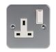 RS PRO Stopcontact, 1-voudig binnen, staal metalen bekleed grijs, 1-polig / 13A