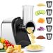 Râpe à légumes électrique 5 en 1, râpe à légumes automatique 550 W avec 5 lames coniques, coupe-légumes en acier inoxydable, râpe à légumes multifonctionnelle