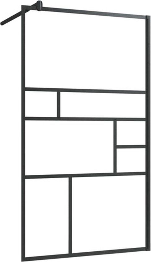 vidaXL Inloopdouchewand - 90x195 cm - ESG-glas - transparant - zwart