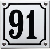 EmailleDesign® Emaille huisnummer wit/zwart nr. 91