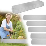 QEENTOE Graskant, metalen borders voor bloembedden, maaigrens, palissade, 30 meter x 15 cm. Verzinkte graskant, 30 stuks van 100 cm x 15 cm, zilver