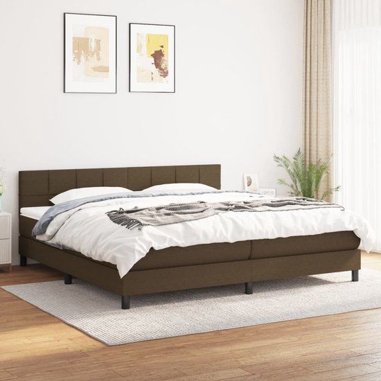 vidaXL Boxspring met matras, stof, donkerbruin, 200x200 cm