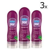 Durex - Massage Olie en Glijmiddel 2-in-1 - Aloë Vera - 200ml x3