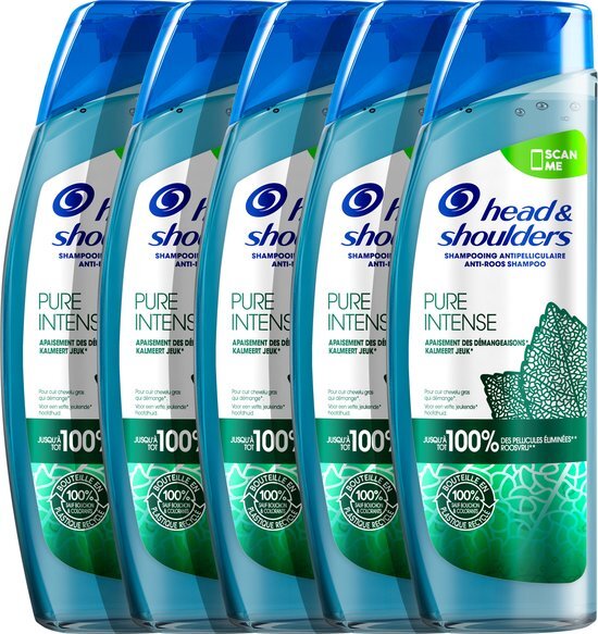 Head &amp; Shoulders Pure Intense Kalmeert Jeuk - Anti-roos - shampoo - Met Pepermunt - 5 x 250ml