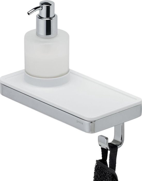 Geesa Frame zeepdispenser met wit planchet en haak chroom 918816-02