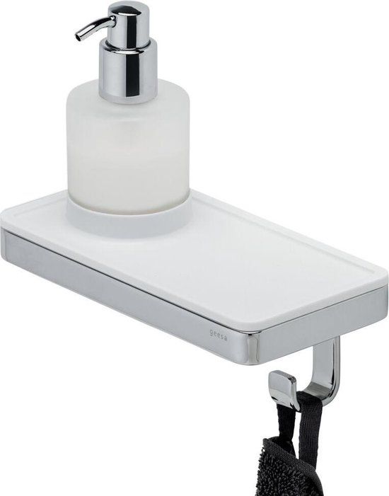 Geesa Frame Zeepdispenser met Planchet en Handdoekhaak - Wit/Chroom