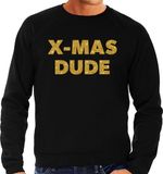 Bellatio Decorations Shoppartners Bv Foute Kersttrui sweater - x-mas dude - goud / glitters - zwart - heren - kerstkleding / kerst outfit XXL
