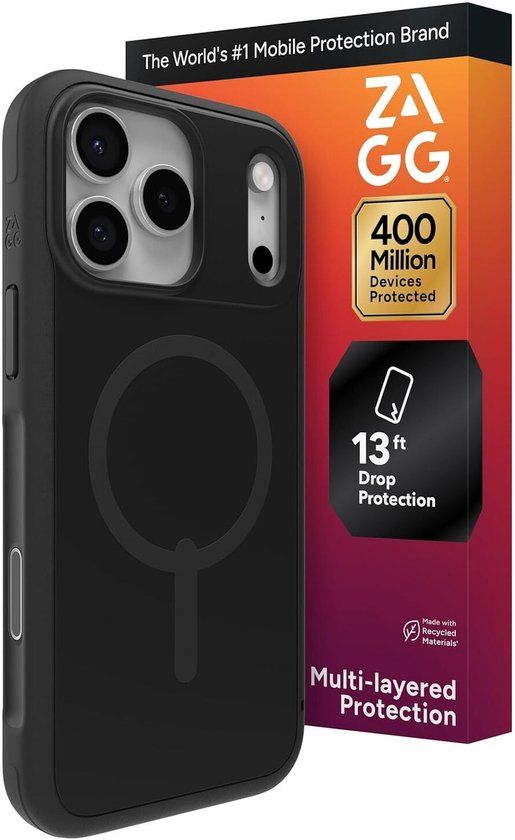 ZAGG Sedona Snap - Hoesje Geschikt voor iPhone 17 Pro Max - Compatibel met MagSafe - Grafeen Back Cover - Zwart