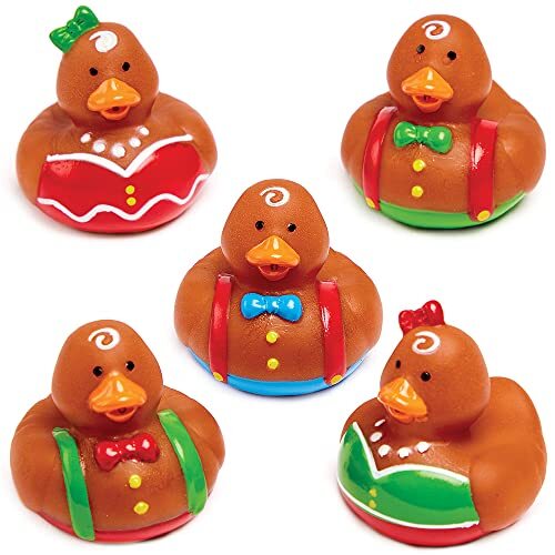 Baker Ross FX412 Peperkoekenman Badeenden - Pak van 5, Kerstmis Zakjesvuller, Badspeelgoed voor kinderen, Kinderspeelgoed en -Geschenken