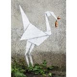 Homemania Muurfoto, geïnspireerd door auteurs Banksy Origami decoratie, kunstdruk, digitale druk, frame, meerkleurig, hout, katoen, 70 x 100 x 3 cm
