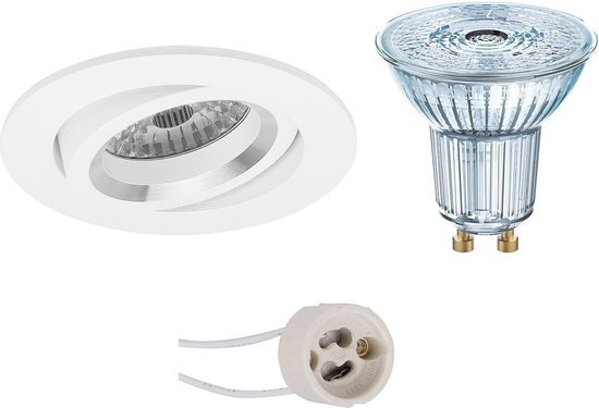 Osram - LED Spot Set - Parathom PAR16 930 36D - Pragmi Aerony Pro - GU10 Fitting - Dimbaar - Inbouw Rond - Mat Wit - 5.5W - Warm Wit 3000K - Kantelbaar - Ã˜82mm