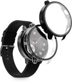 kwmobile 2x cover geschikt voor OnePlus Watch 4 / Watch 3 / OPPO Watch X3 mini / X2 mini - Fitnesstracker cover van gehard glas en kunststof frame set zwart / transparant
