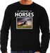 Bellatio Decorations Amazing Horses Dieren foto sweater Zwart paard - Zwart - Heren - XXL