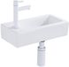 QeramiQ Fuente Fonteinset - 37.5x18.5x9cm - keramiek - kraangat links - fonteinkraan mat wit - afvoerplug - verlaagd sifon - Mat wit