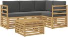 vidaXL Hoek loungeset 5-delig Polyester Blanc et Anthracite