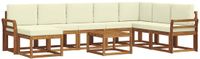 vidaXL - Hoek loungeset - 8 zitplaatsen - Natuurlijk en crème - Acacia hout