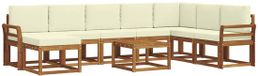 vidaXL - Hoek loungeset - 8 zitplaatsen - Natuurlijk en crème - Acacia hout