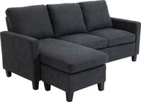 HOMCOM Hoekbank L-vormig bankstel met omkeerbare chaise longue slaapfunctie linnen 833-944