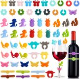 Marqueurs de verre - 58 pièces réutilisables - Marqueurs de verre colorés - Sans silicones pour verres à vin et verres à champagne