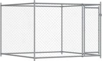 vidaXL Hondenhok met deur 2x2x1,5 m gegalvaniseerd staal grijs