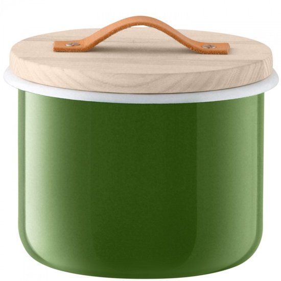 L.S.A. Utility Stolp - Incl. Eikenhouten Plateau - Geëmailleerd Staal - Ø 18 cm - Groen