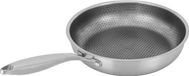 Poêle & wok - 28 cm - Acier inoxydable 410 - Convient pour gaz et induction - Résistant à la chaleur jusqu'à 380 °C - Gris clair