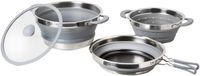 Unyqoos® Ensemble de cuisine pliable et empilable pour le camping avec poignées résistantes à la chaleur