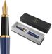 Parker Meridian Vulpen | Blauwe lak met gouden accenten | Middelgrote penpunt | Blauwe inkt | Luxe Cadeaudoos