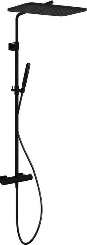 Hotbath Gal Thermostatische Stortdoucheset - Mat Zwart - 40cm Hoofddouche
