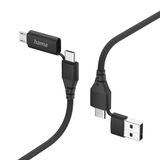 Hama 00201537 USB-kabel USB 2.0 USB A/USB C naar USB C/Micro-USB B 1,5 m Zwart