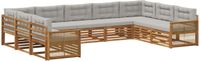 vidaXL - Buiten - bank - set - 9 - st - Naturel - en - lichtgrijs - Massief - Acacia - Hout