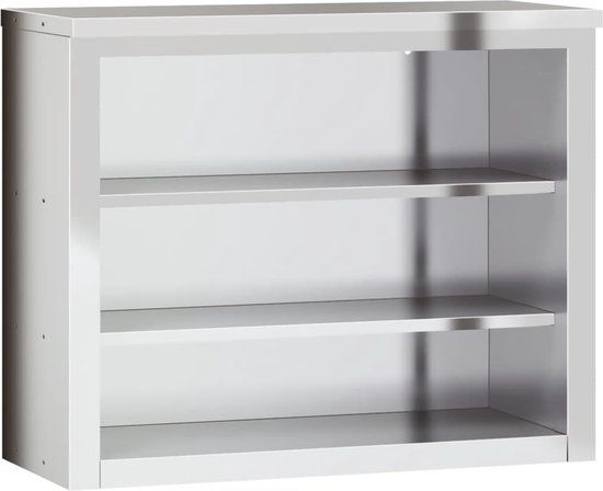 vidaXL Keukenbovenkast met schappen Roestvrijstaal