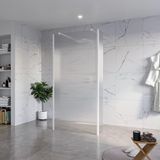 FortiFura Galeria Vrijstaande Inloopdouche - 100x200cm - helder geribbeld - antikalk - 8mm veiligheidsglas - 2 zijwanden - 30cm - wandsteunen en hoekprofielen - mat wit