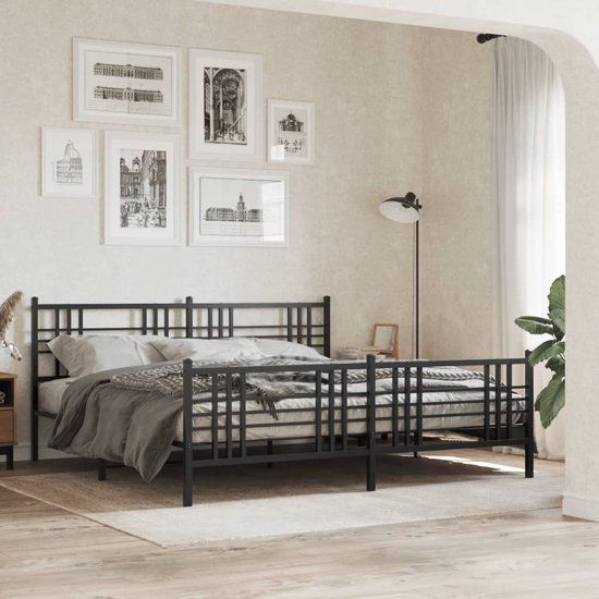 vidaXL Bedframe Metaal Zwart 193x203 cm