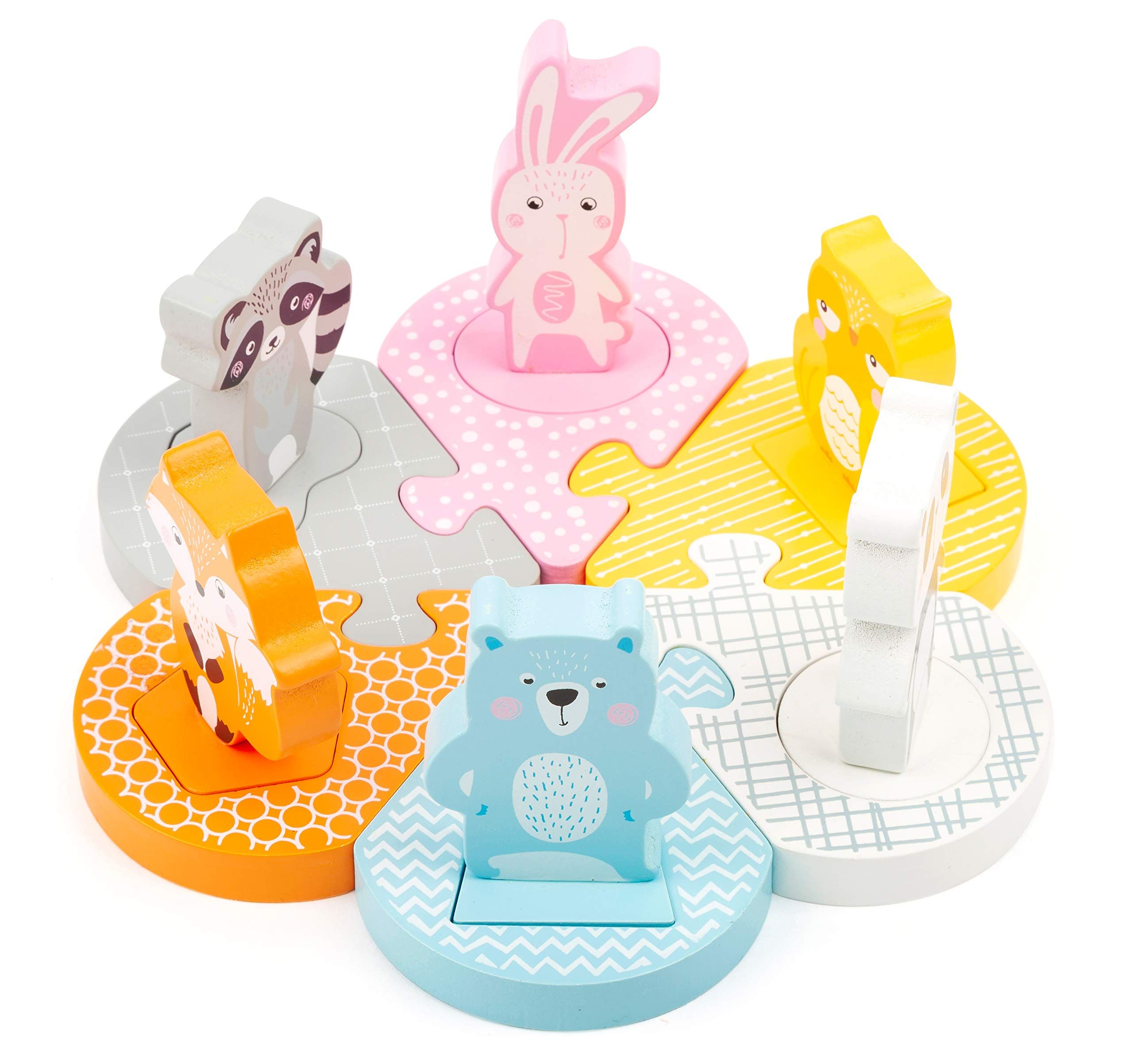 Small foot company Insteek puzzel in pastel kleuren - hout - wit