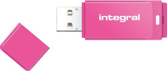 Integral 128GB USB 2.0 Flash Drive - Neon Pink