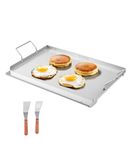VEVOR Universele roestvrijstalen barbecue, rechthoekig, 585 x 365 mm, met plat oppervlak, gasgrill, draagbaar, familie-keukengerei met handvat, zilver