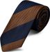 Trendhim Bruin & Marineblauw Gestreepte Zijden 6 cm Brede Stropdas