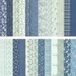 Papier pour scrapbooking sans marque - Motif floral bleu vintage - Imprimé double face