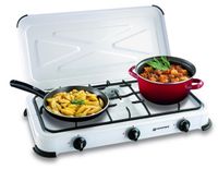 OEM Draagbaar gasfornuis, 3 branders, 3450 W, wit, met deksel