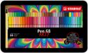 STABILO Pen 68 - Feutre de qualité supérieure - Étui en métal avec 66 pièces - 65 couleurs