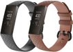 KELERINO Siliconen bandje voor Fitbit Charge 3 - Zwart & Bruin - Large