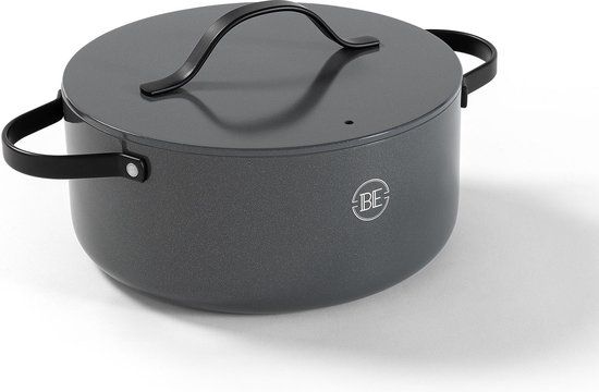 BE Living Braadpan met Deksel - Ø 24 cm - Grijs - Essential Series