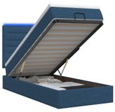 vidaXL Ottomaans Bed met Matras en LED Blauw 90 x 200 cm Stof