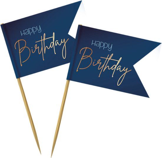 Folat Prikkers Elegant True Blue Happy Birthday - 36 stuks