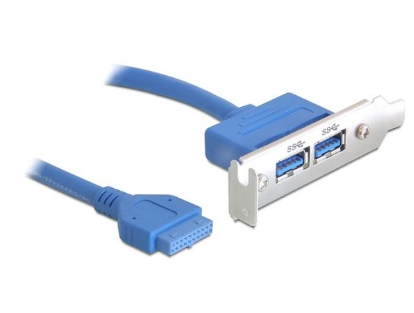 DeLOCK USB 3.0 19-pin - 2 x USB 3.0-A - 0,4 m - Blauw
